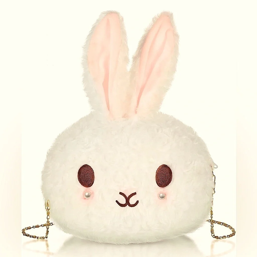 Bunny Plush Purse Backpack Kawaii Wallet Girls Cartoon Animal Bag Chain Strap